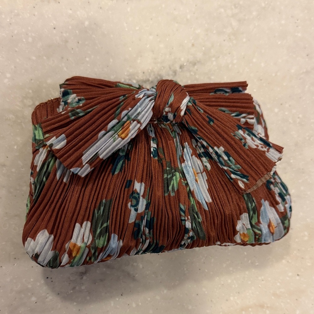 Loeffler Randall Brown Floral Pleated Clutch